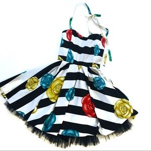 Alice + Olivia floral stripe halter dress